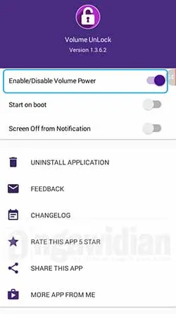 Menyalakan dan Mematikan Layar Android Dengan Volume Unlock 