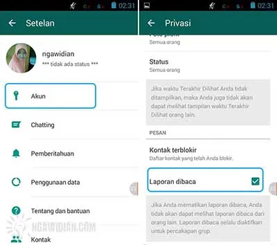 Menghilangkan Tanda Ceklis Biru di WhatsApp 3