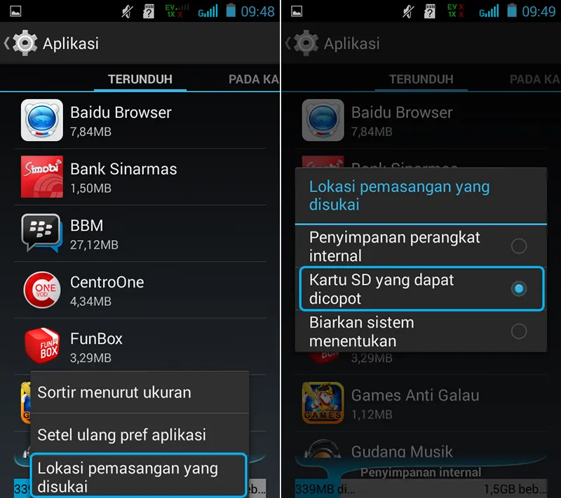 Install Aplikasi di SD Card