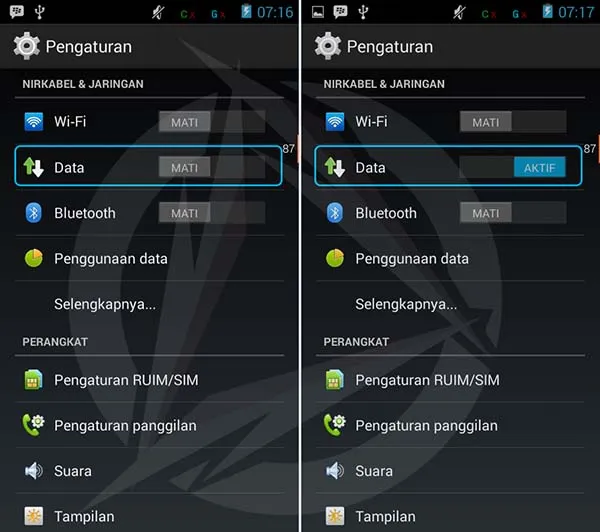 Mengaktifkan Data Internet Android