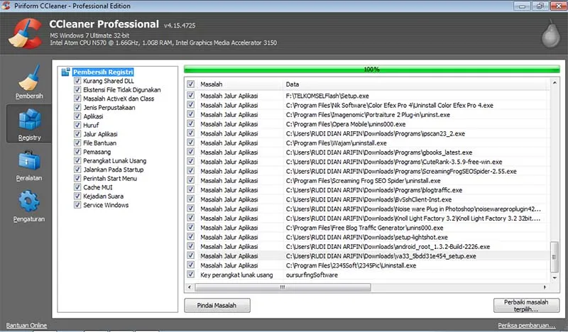 Cara Menghapus File Registry Dengan CCleaner