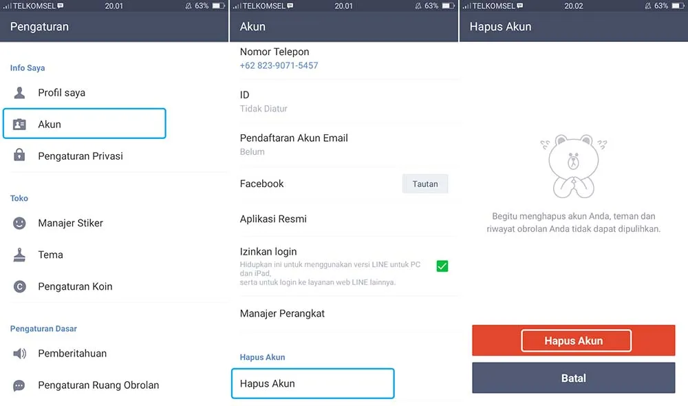 Cara Menghapus Akun LINE di Android