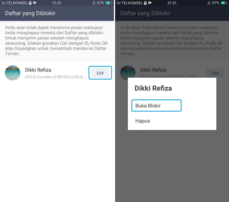 Unblock Teman di LINE Android