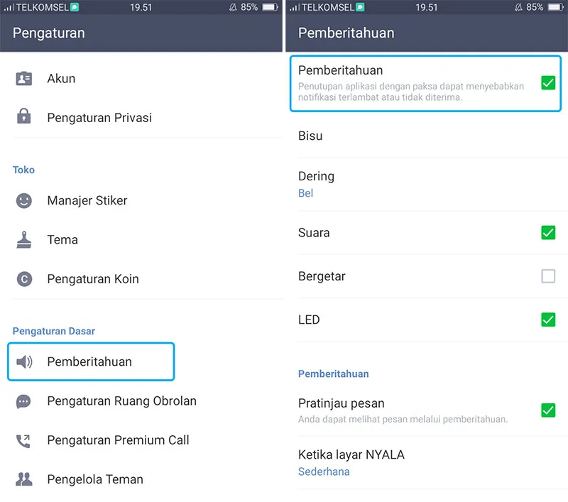 Aktifkan Pemberitahuan Pada Aplikasi