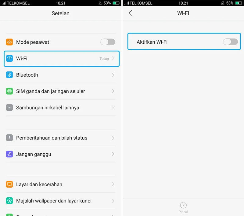 Aktifkan Wifi Android