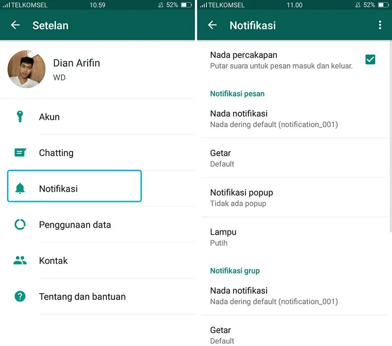 Cek Notifikasi WhatsApp