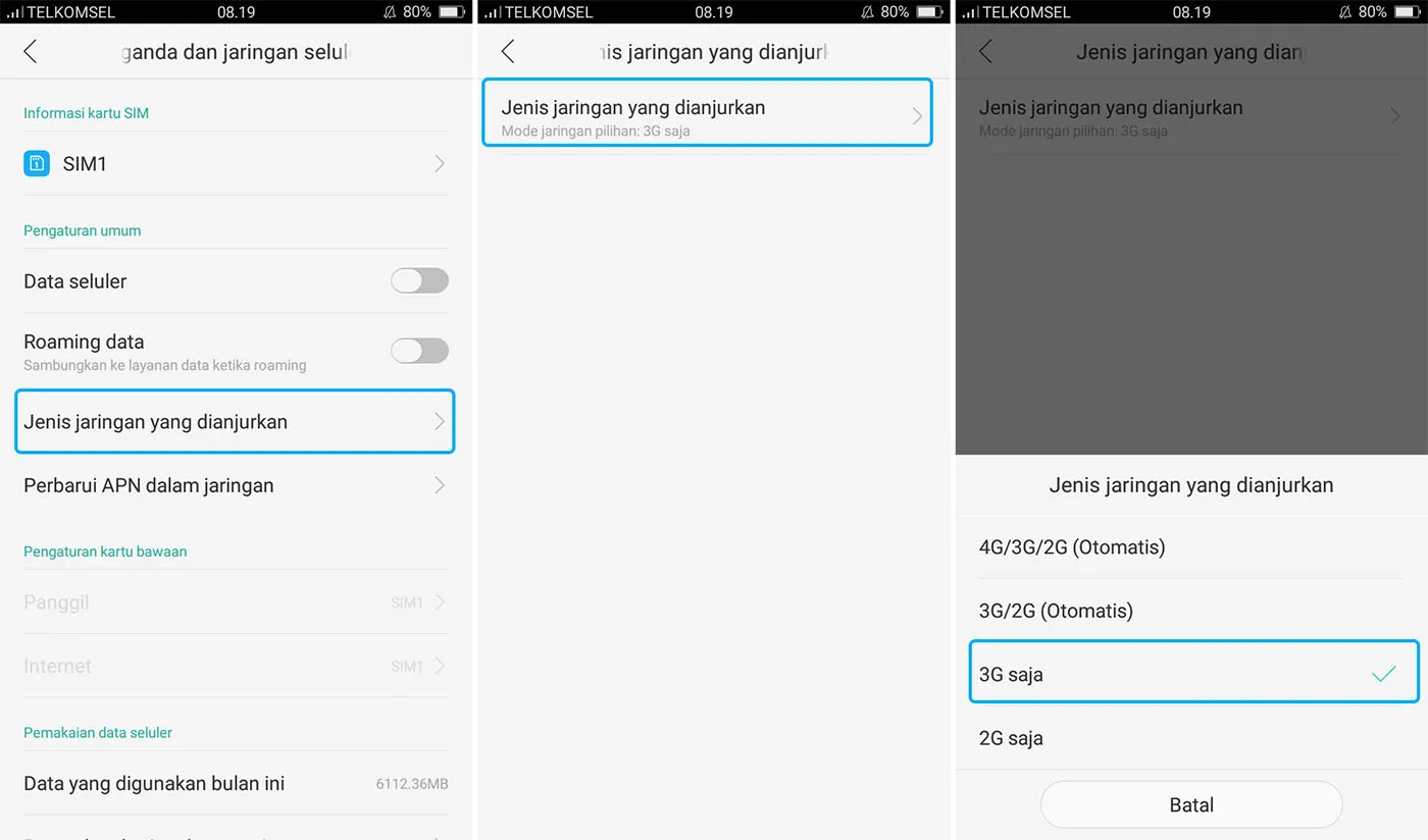 Mengubah Sinyal Android Ke 3G Saja