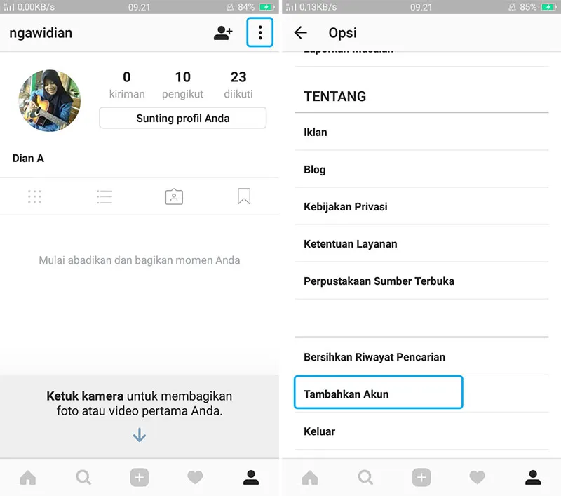Tambahkan Akun Instagram