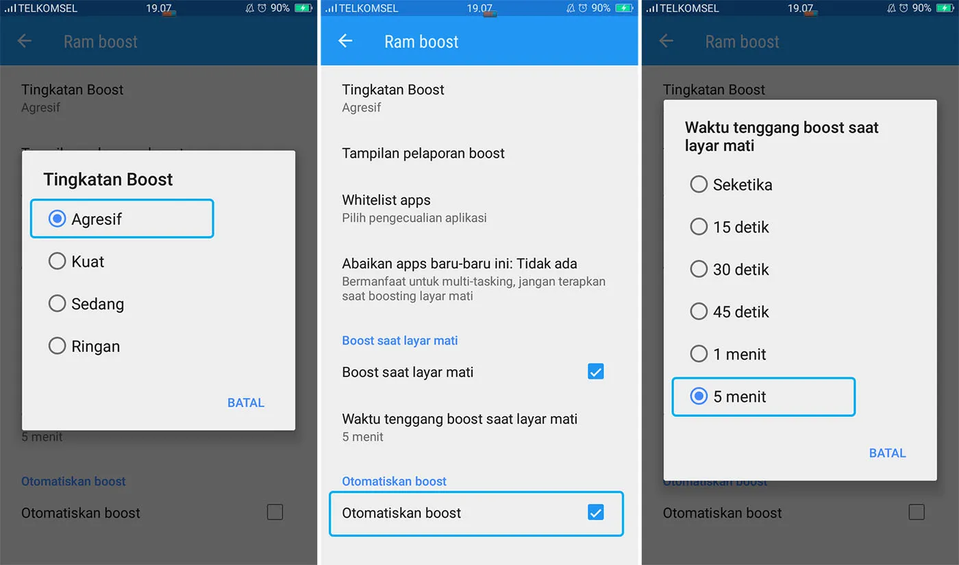Ubah Settingan RAM Boost 3