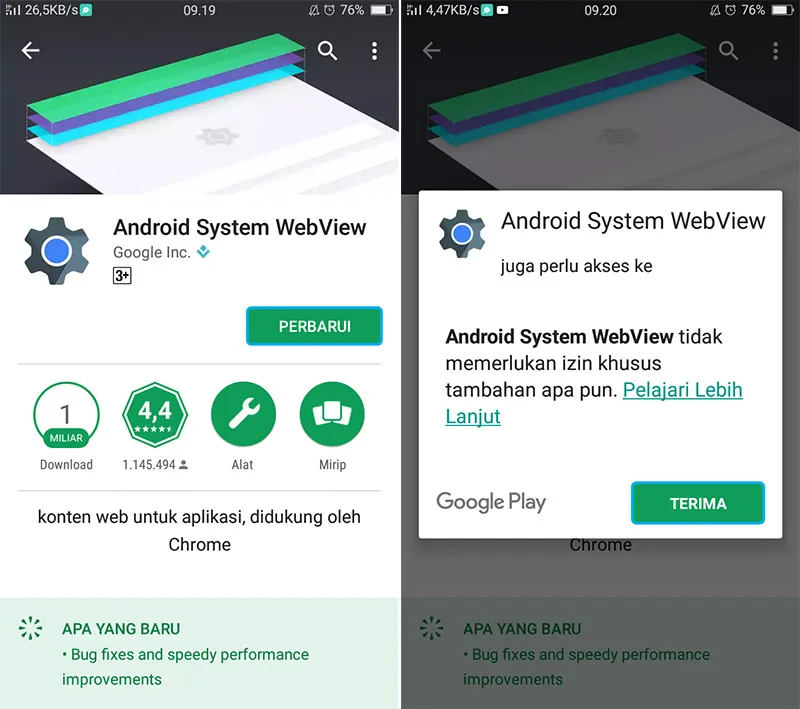 Update Android System WebView