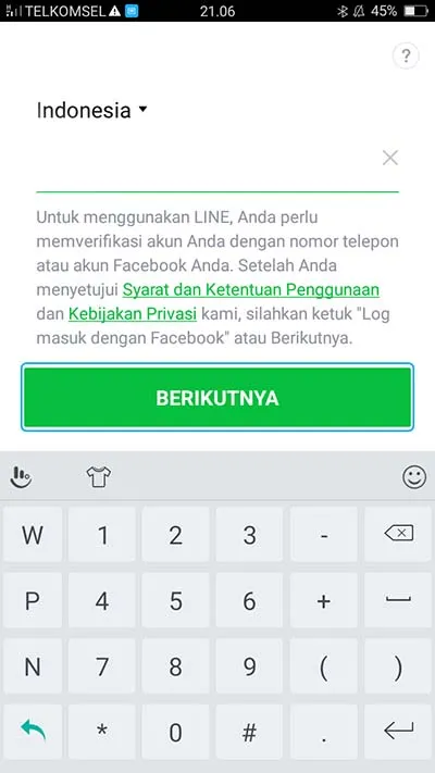 Cara Mendaftar LINE di Android 