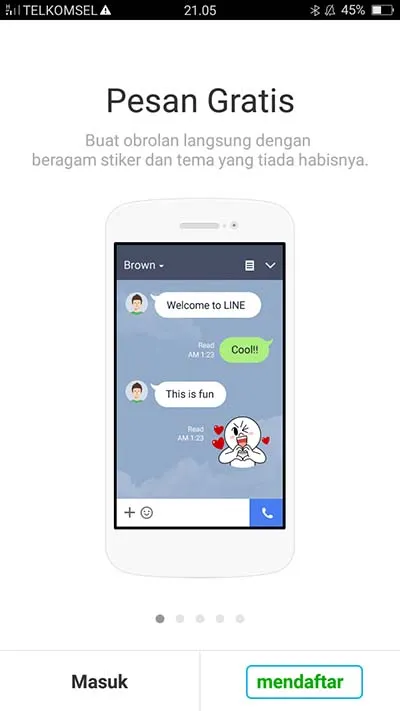Daftar LINE di Android 