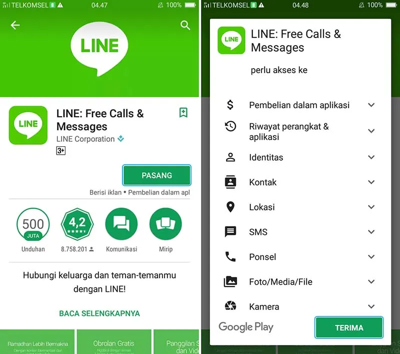 Install Aplikasi LINE