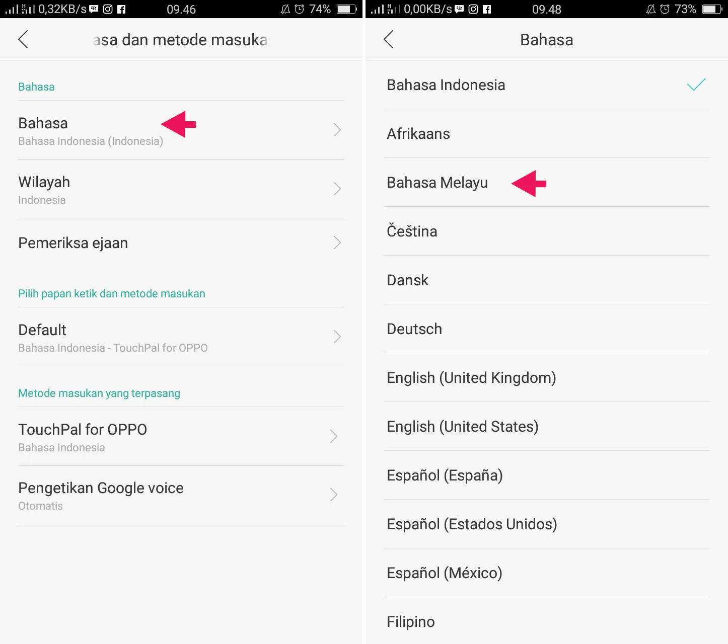 Mengganti Bahasa di OPPO