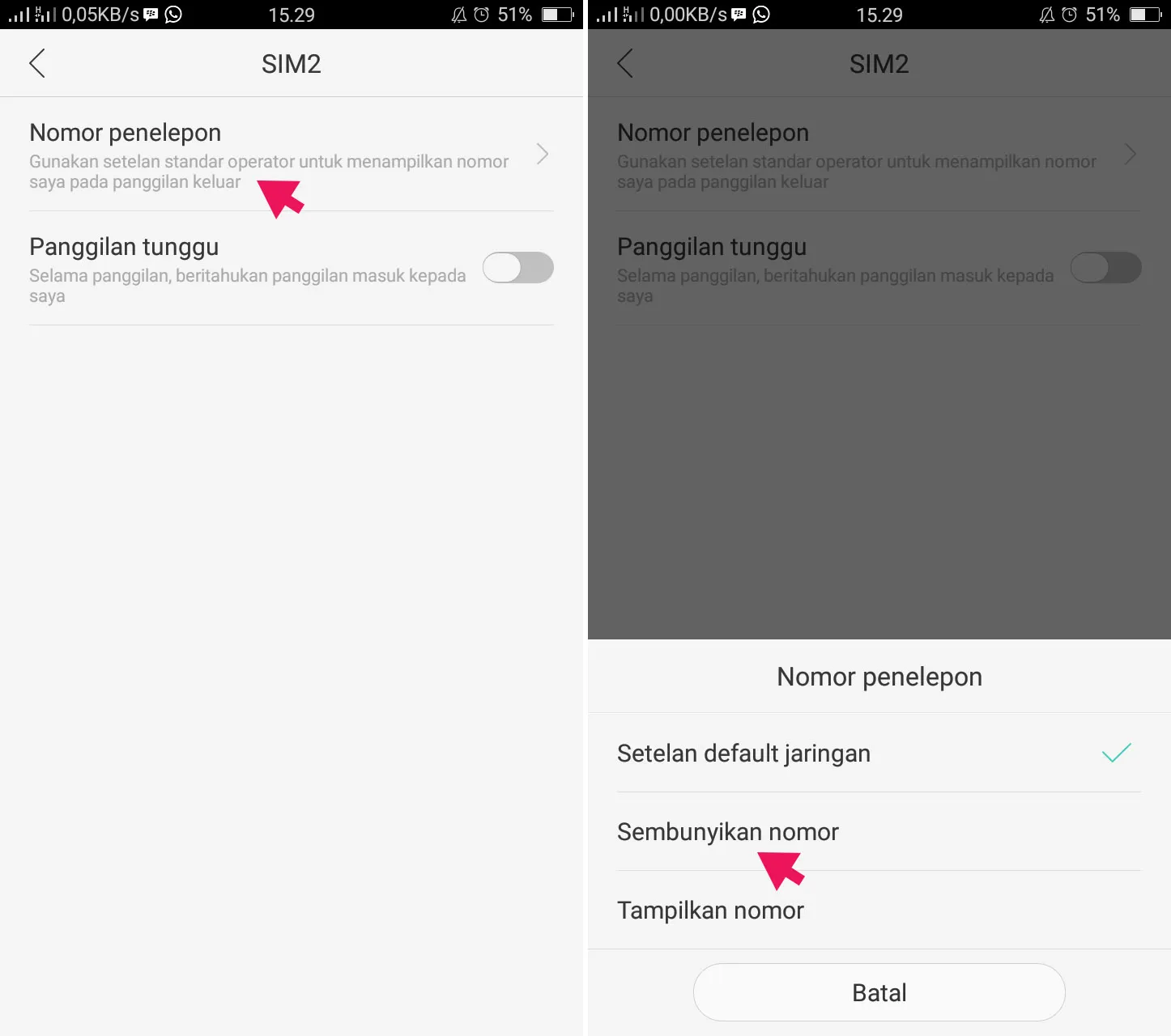 Panggil Dengan Nomor Tersembunyi di Android