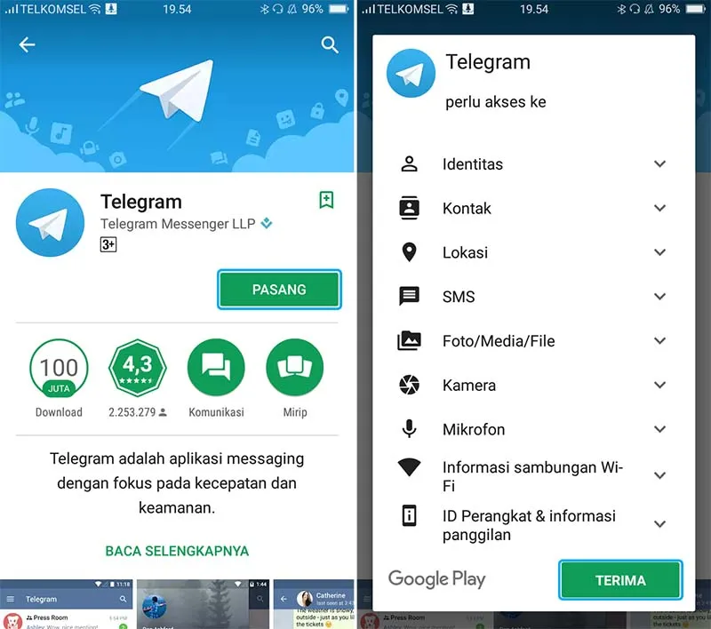 Pasang Aplikasi Telegram