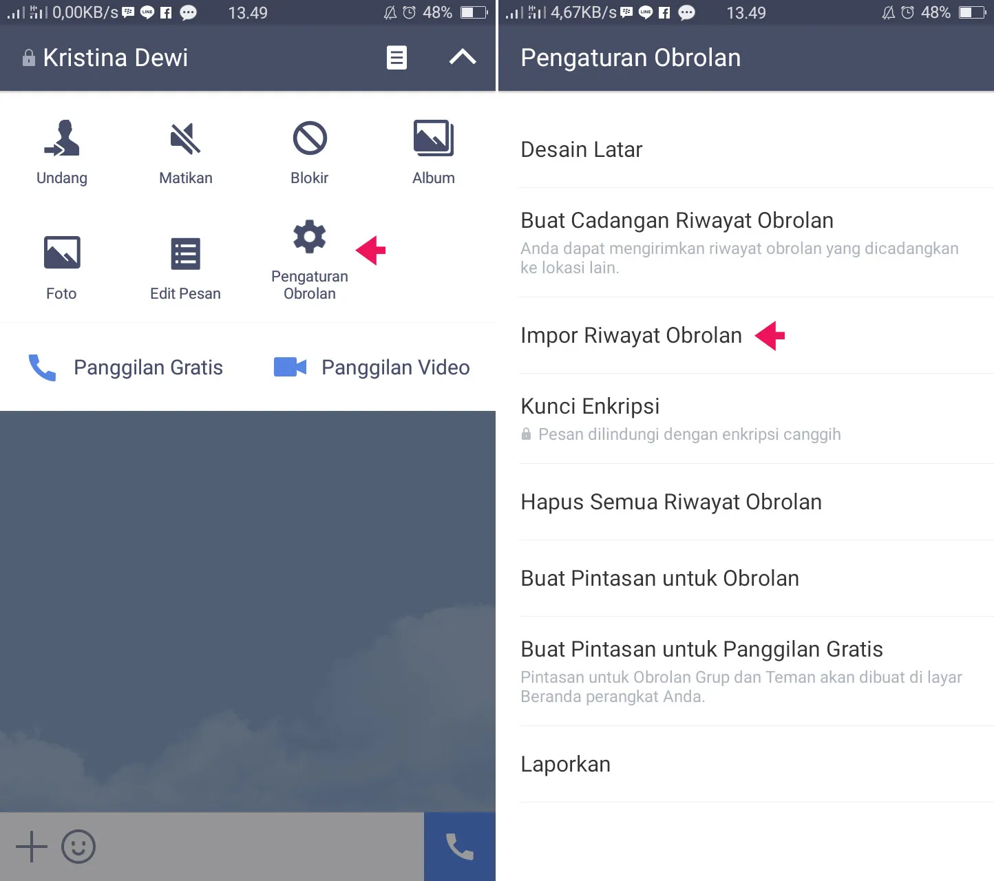 Pilih Impor Riwayat Obrolan