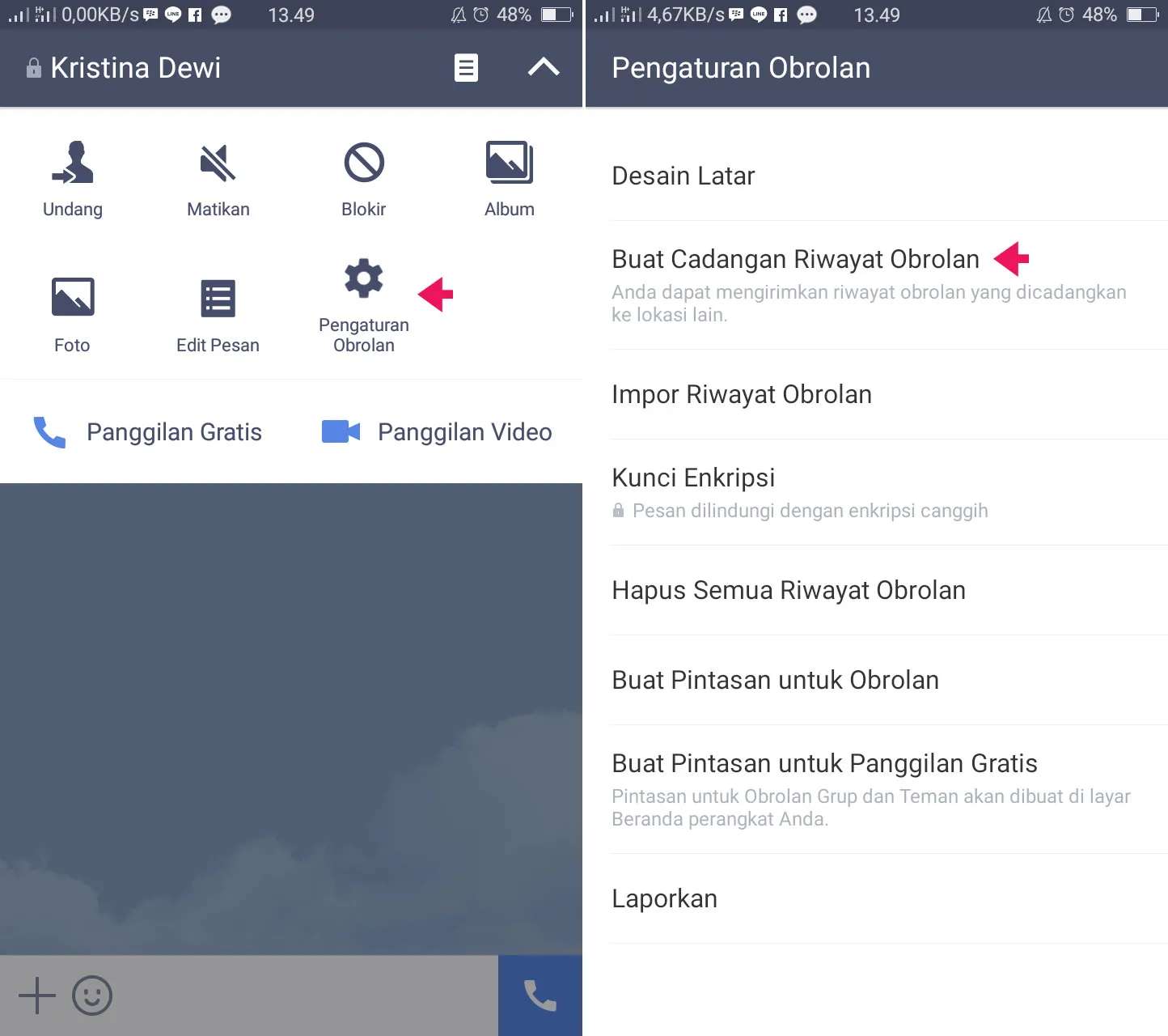 Pilih Pengaturan Obrolan