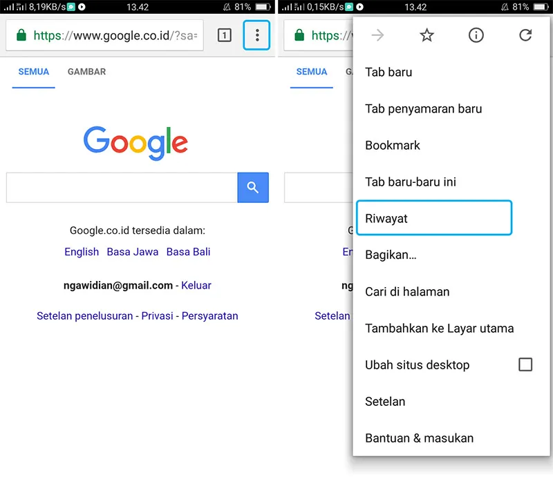 Hapus Cache Google Chrome Android