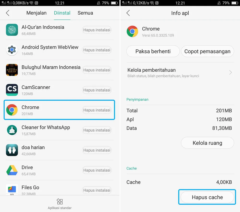 Hapus Cache Google Chrome