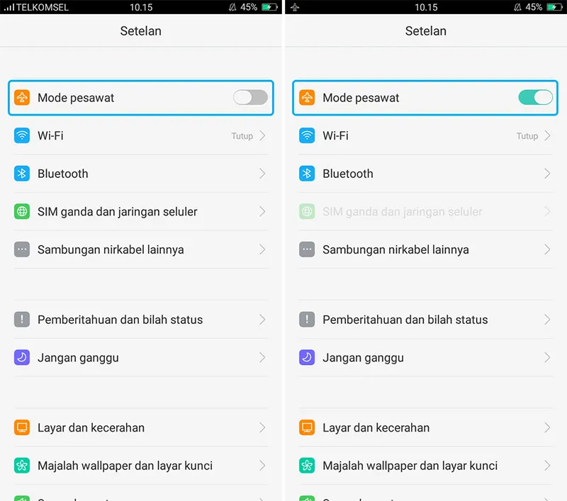 Mode Pesawat Android