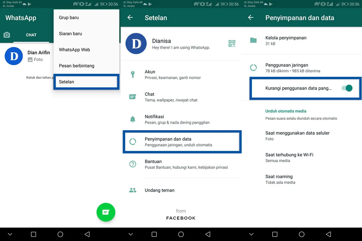1 Aktifkan fitur penghemat data panggilan WhatsApp