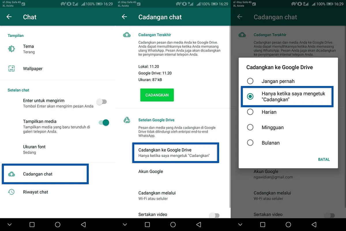 2 Pilih Waktu Backup Pesan WhatsApp