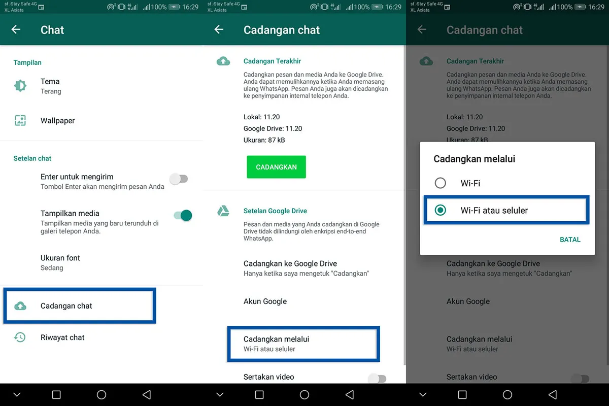3 Atur Jaringan untuk Backup Pesan WhatsApp