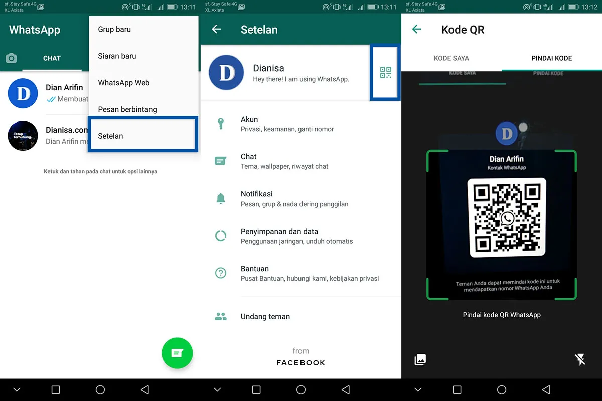 3 Pindai Kode QR untuk kontak WhatsApp