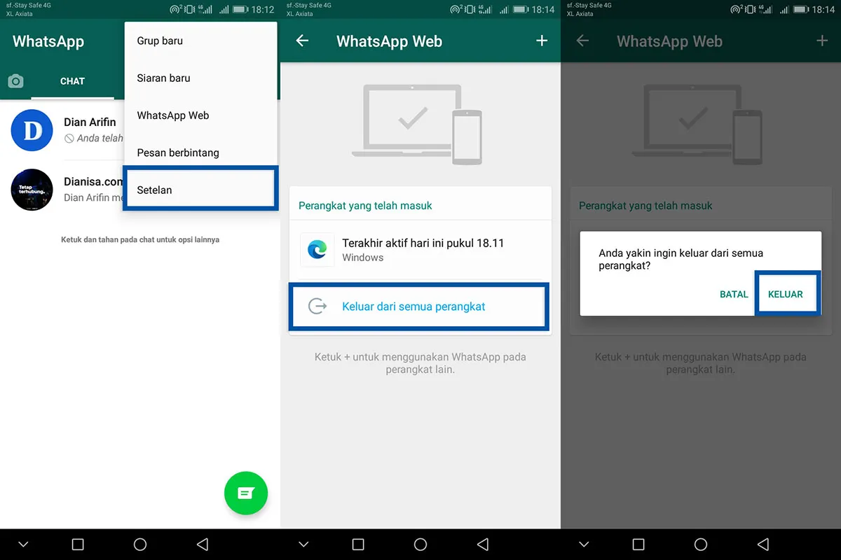 4 Logout semua perangkat WhatsApp Web