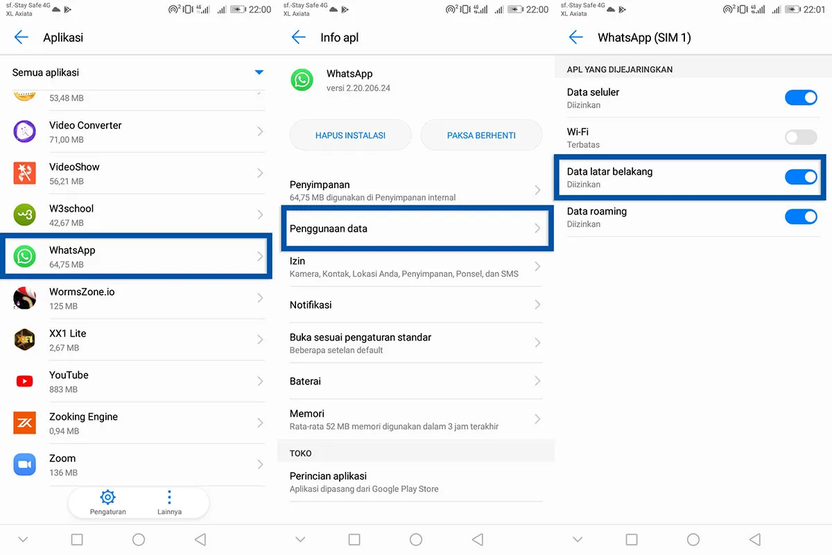 5 Matikan data latar belakang WhatsApp