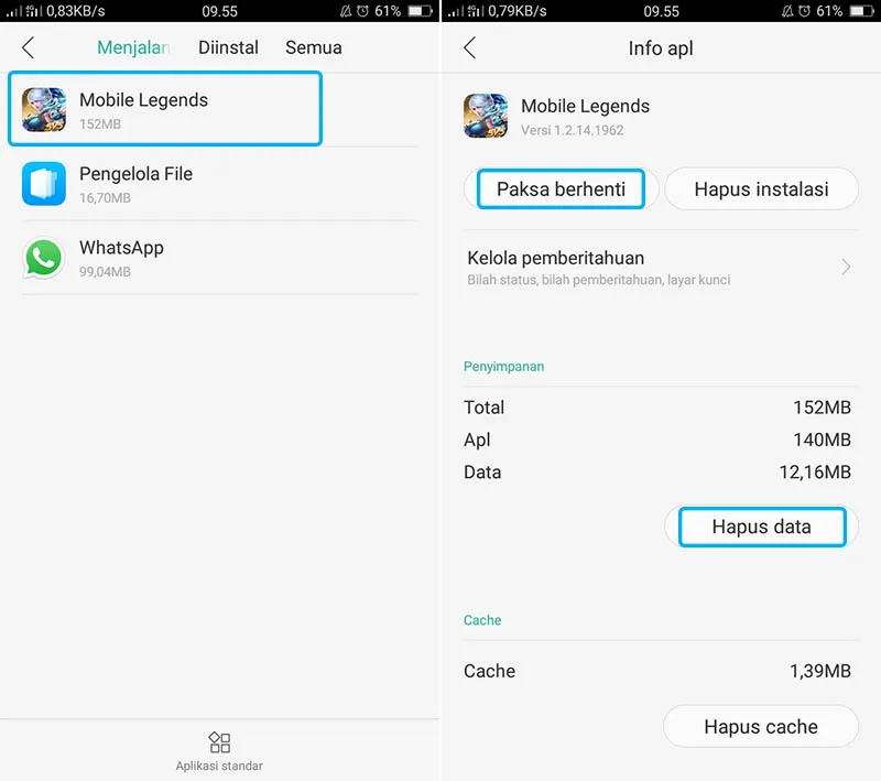 Hapus Data Mobile Legends