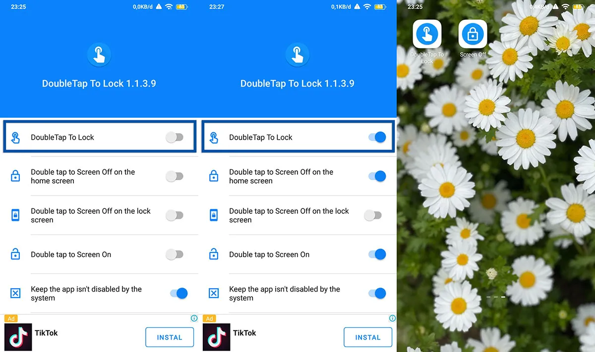 Gunakan aplikasi Double Tap Screen On and Off