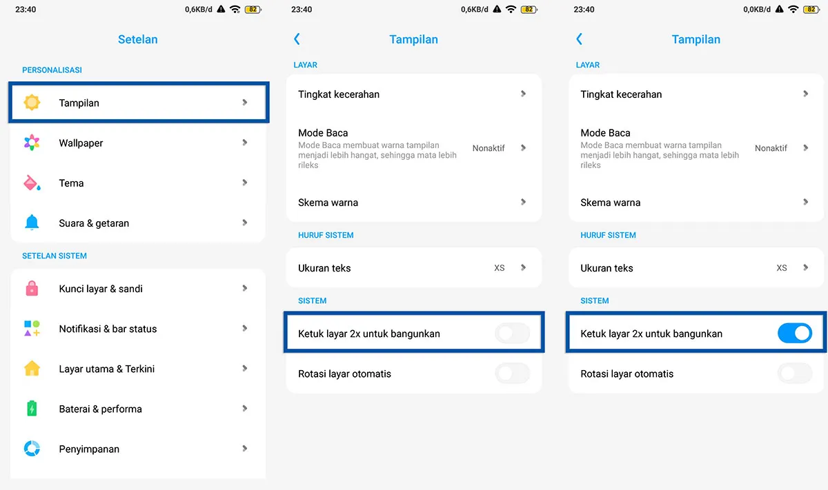 Ketuk layar 2x untuk bangunkan