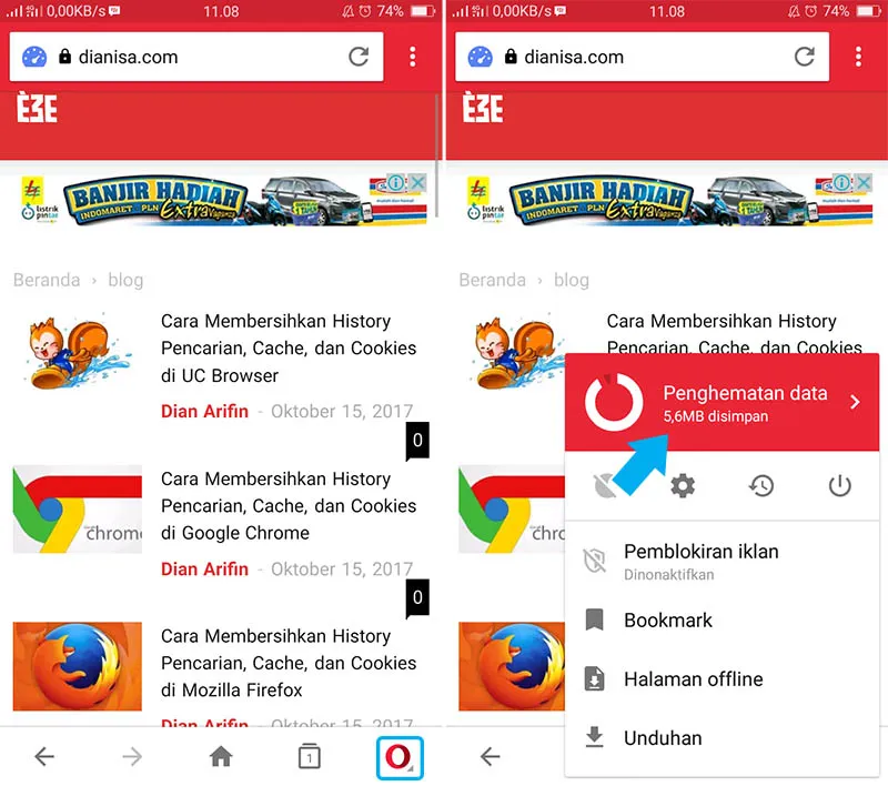 Setting Penghemat Data Opera Mini
