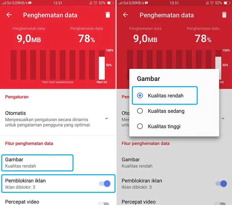 Setting Penghemat Data Opera Mini