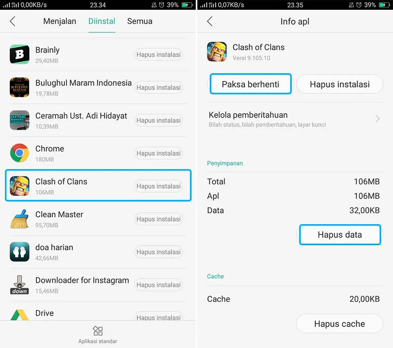 Hapus Data Clash Of Clans