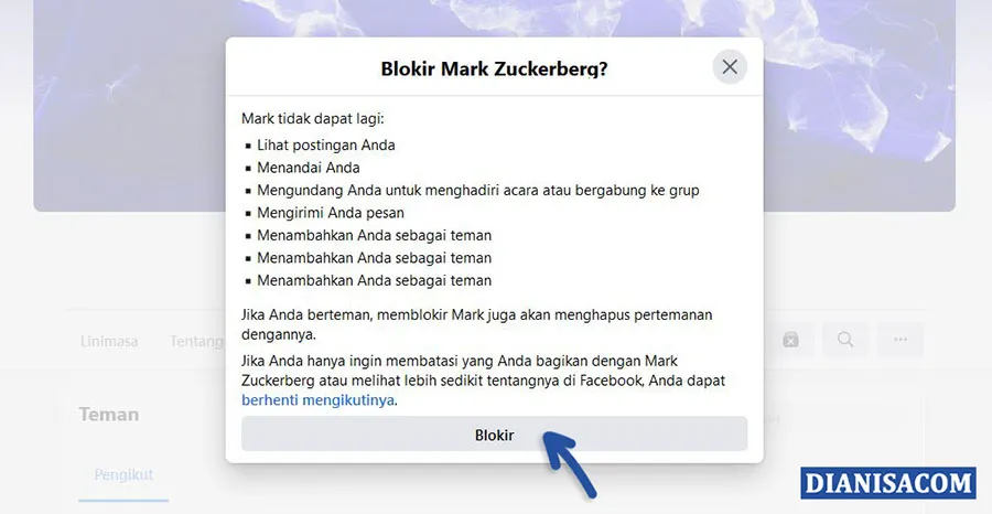 2 Konfirmasi Pemblokiran Pengguna Facebook