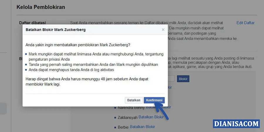 4 Konfirmasi Membuka Pemblokiran Facebook