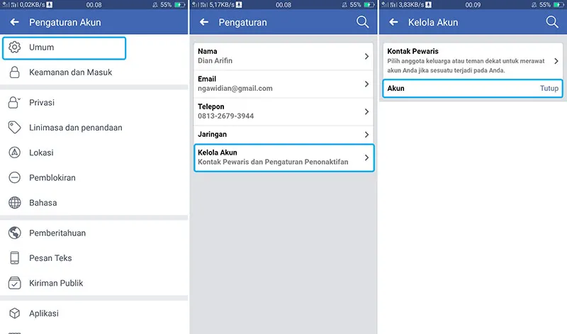Nonaktifkan Akun Facebook