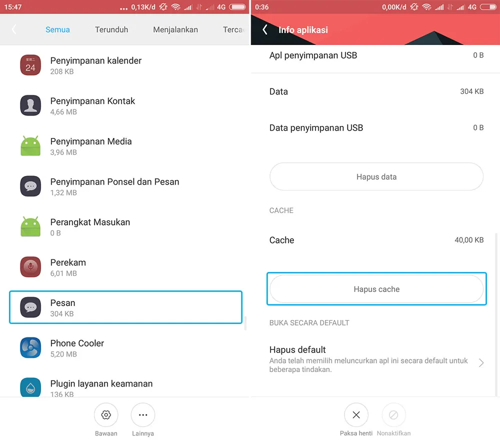 Hapus Cache Pesan Xiaomi