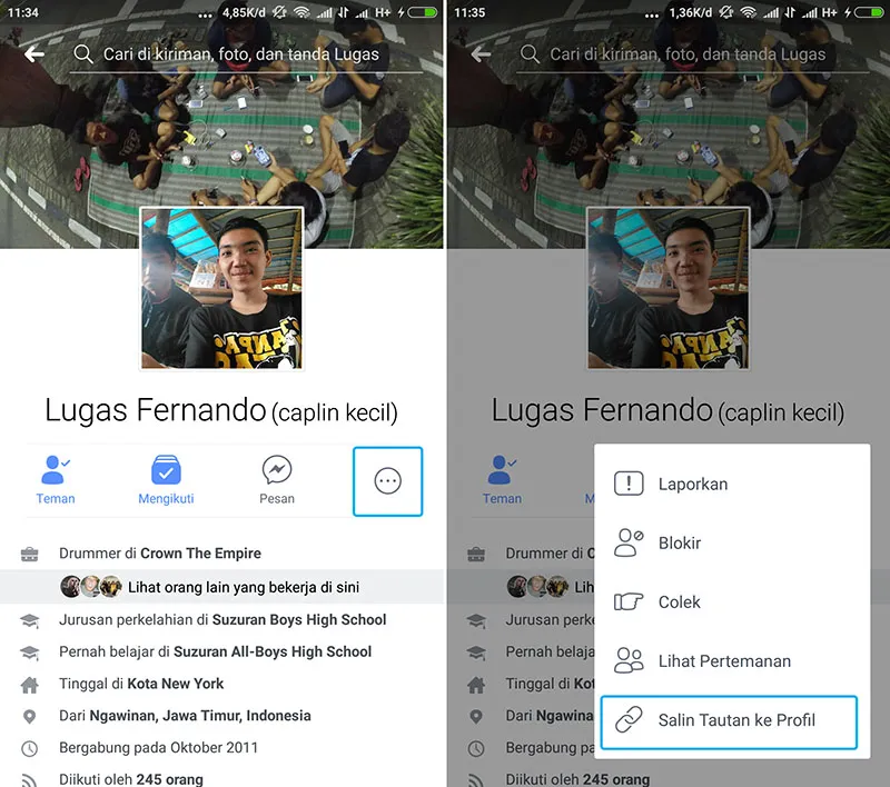 Salin Tautan Profil Facebook