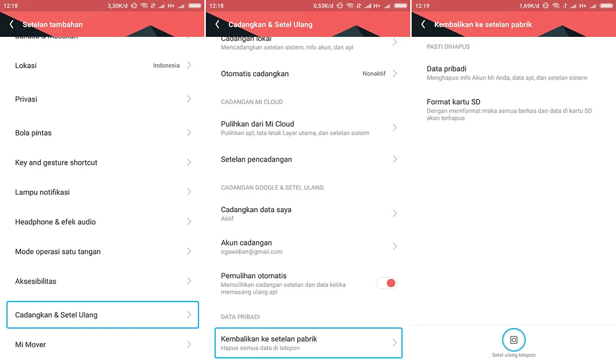 Factory Reset HP Xiaomi