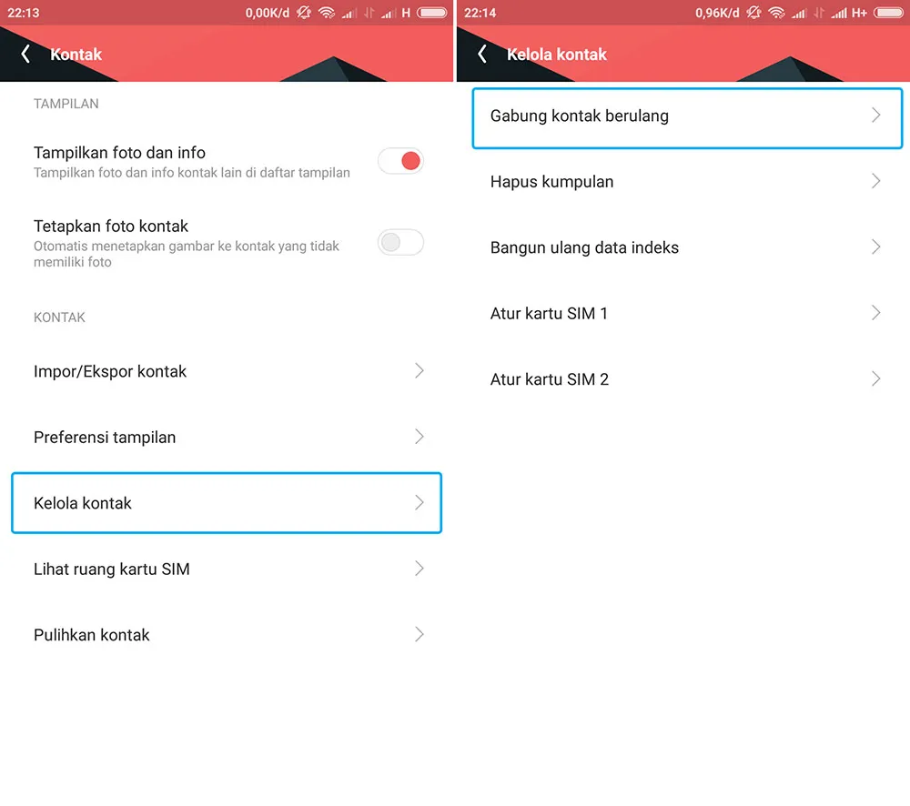 Gabungkan Kontak Xiaomi
