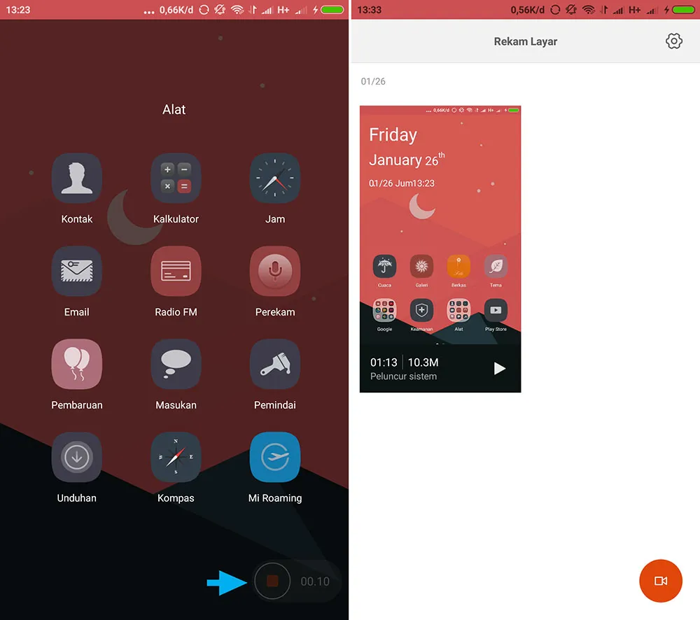 Hasil Rekam Layar di Xiaomi