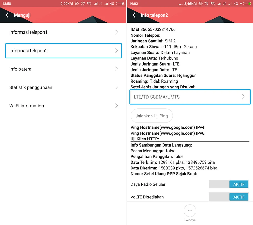 Jaringan LTE Only Xiaomi