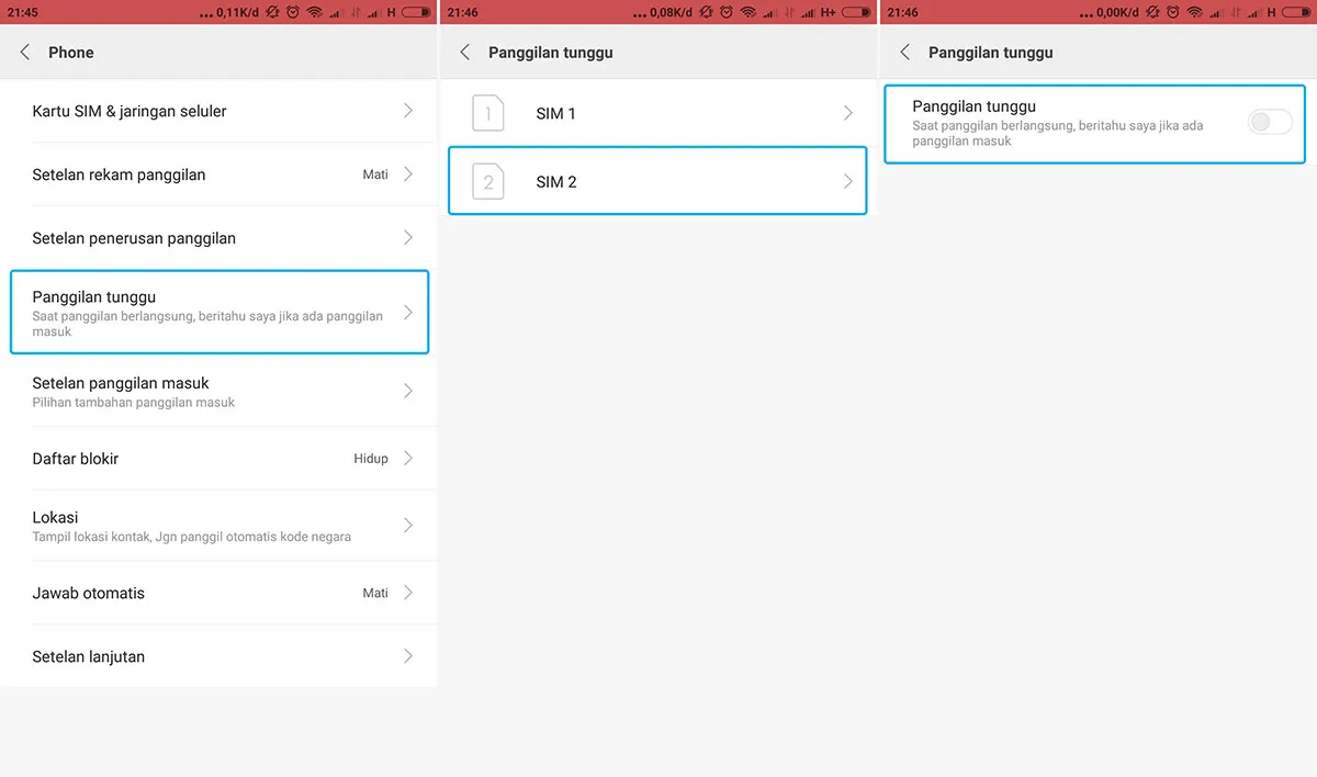 Mengaktifkan Panggilan Tunggu Xiaomi