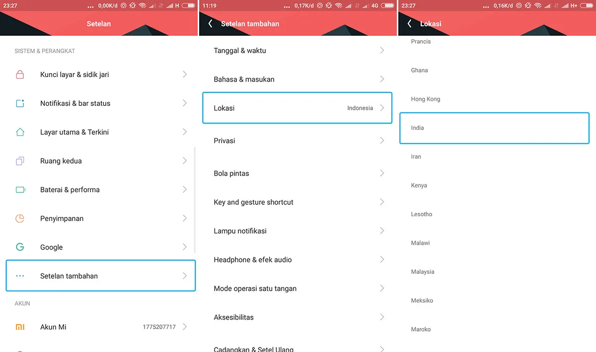 Ubah Setelan Lokasi Xiaomi