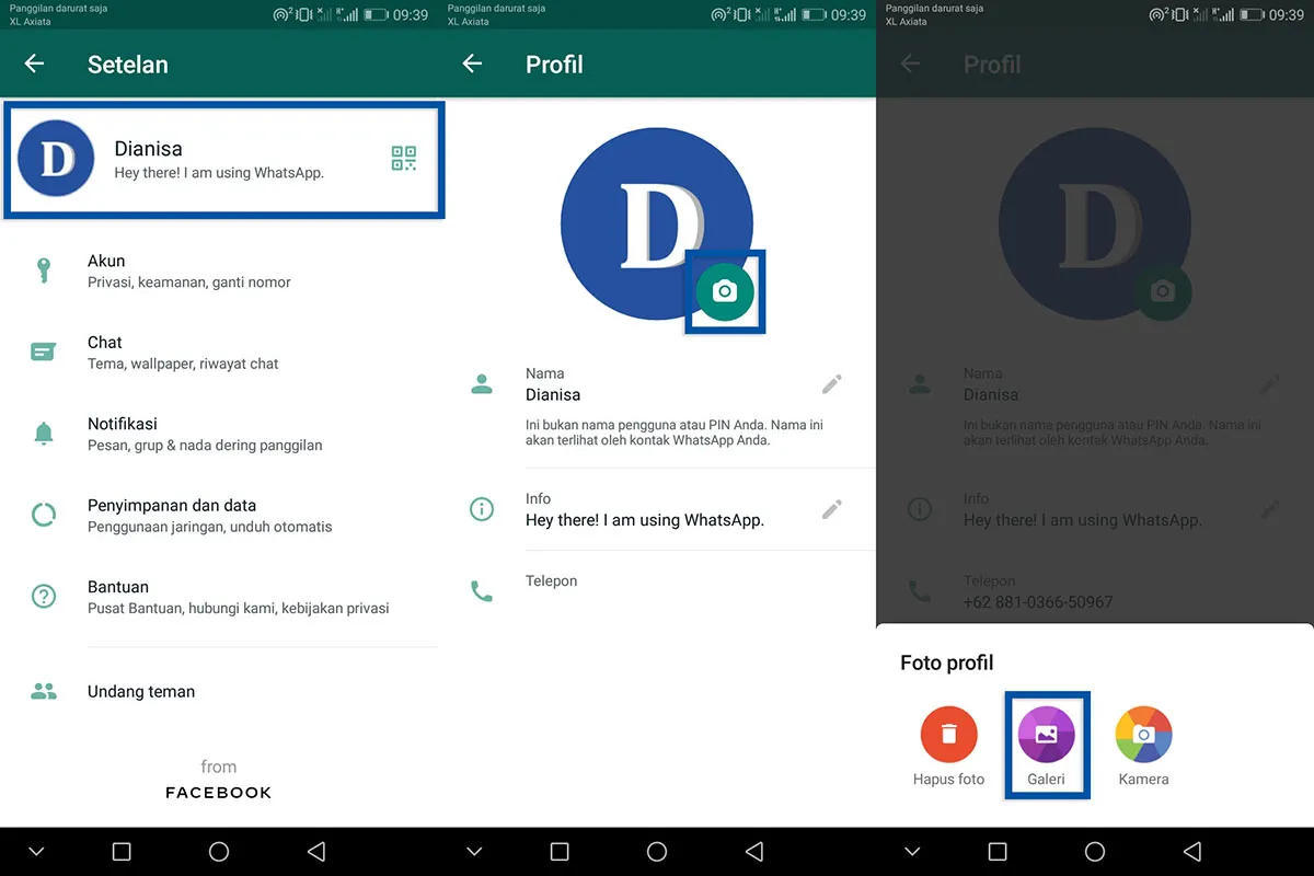 1 Mengganti foto profil WhatsApp