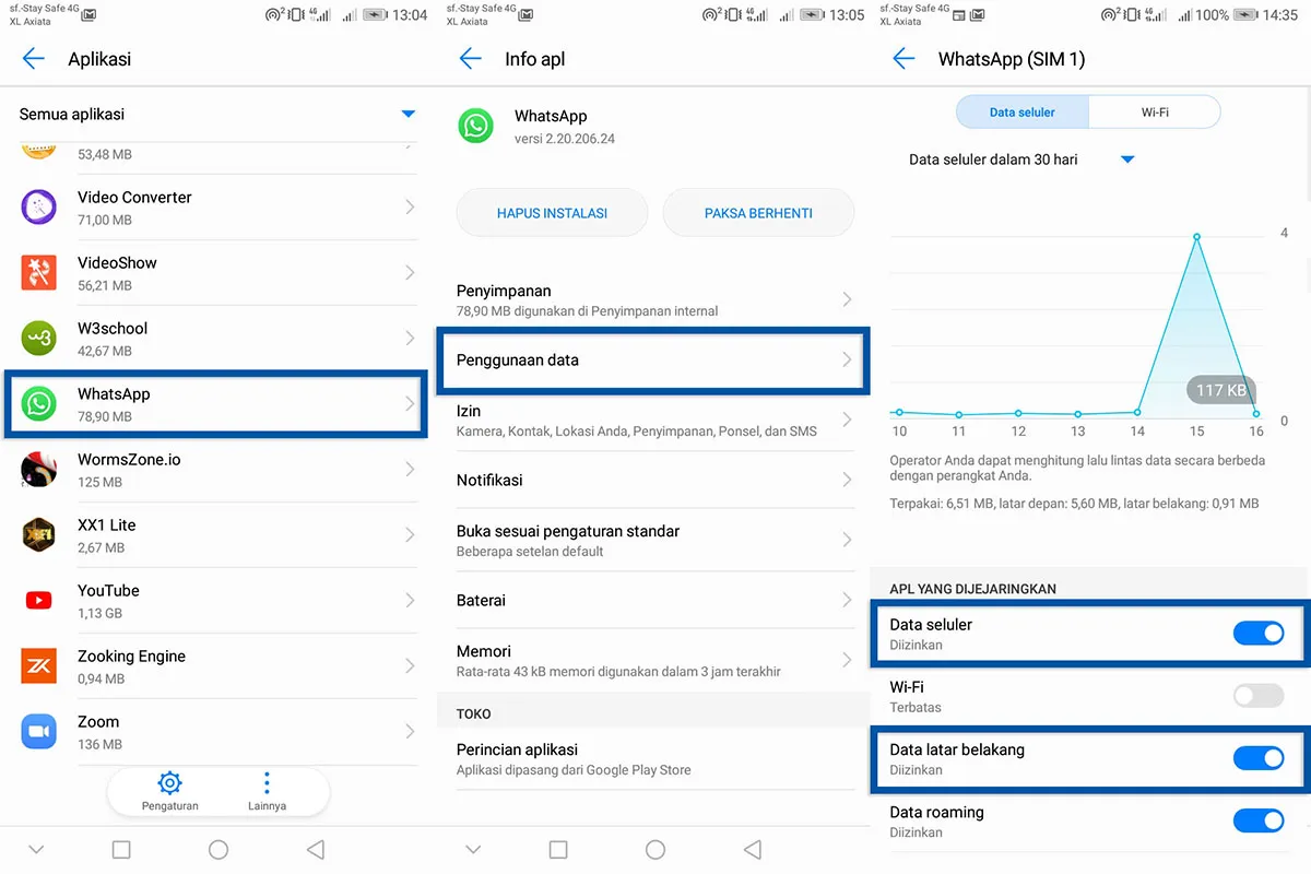 2 Mematikan data internet WhatsApp